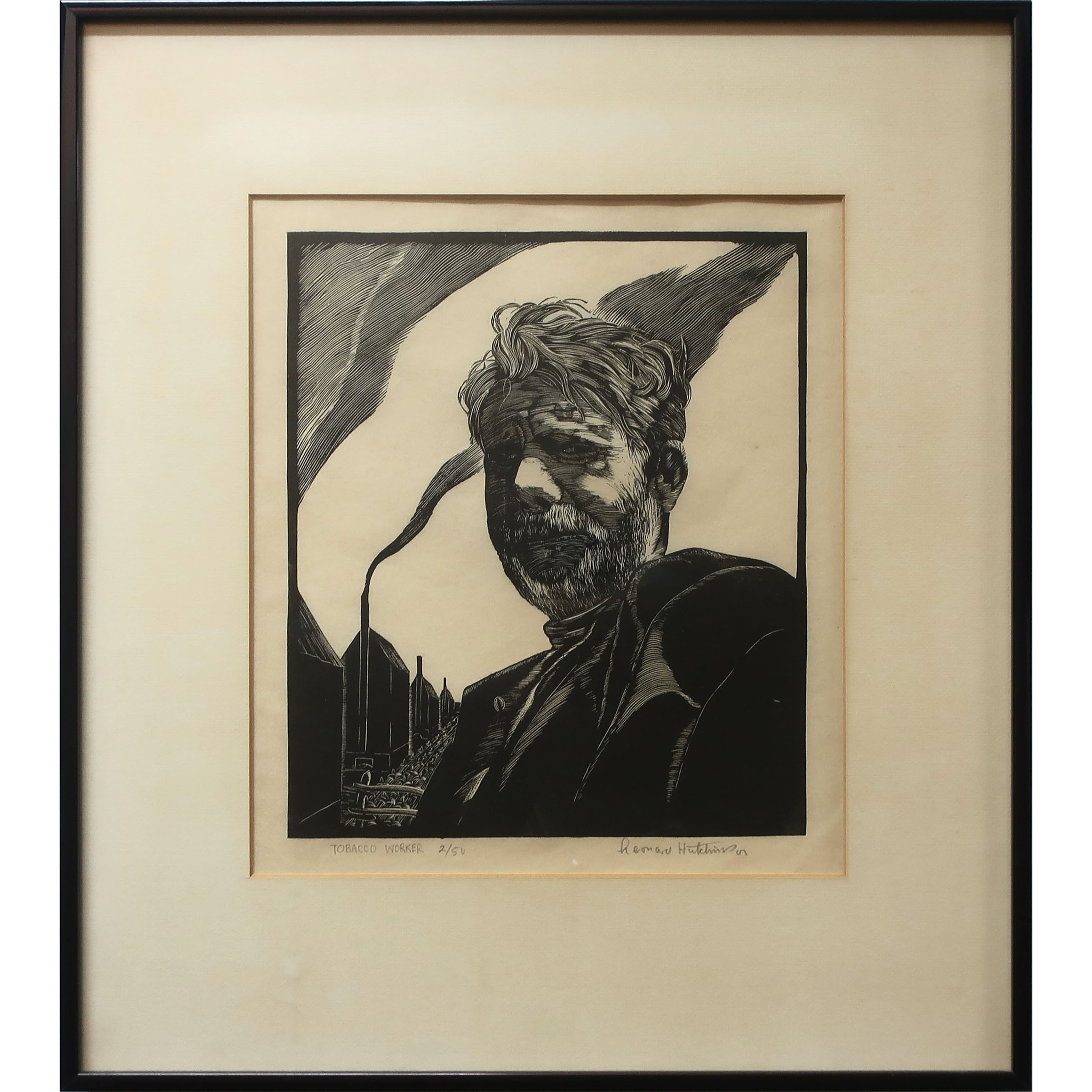 Artwork by Leonard Hutchinson, TOBACCO WORKER, Made of WOODCUT