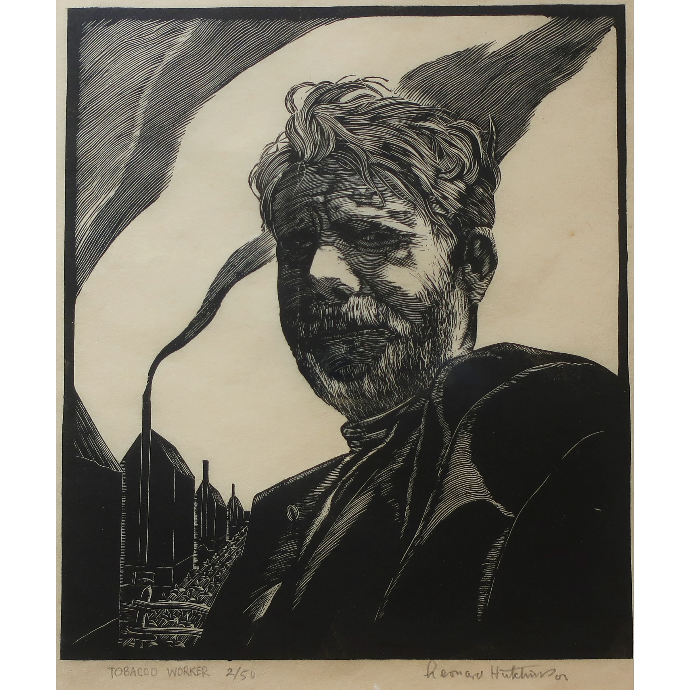 Artwork by Leonard Hutchinson, TOBACCO WORKER, Made of WOODCUT
