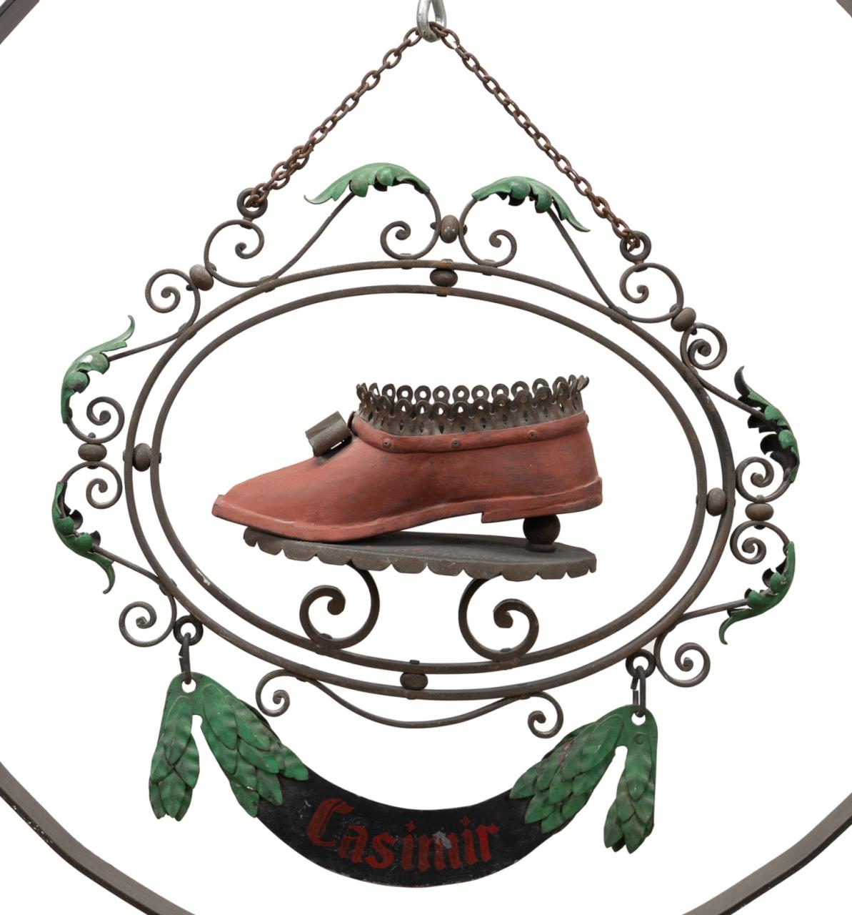 English School | ENGLISH IRON POLYCHROME SHOEMAKER'S TRADE SIGN (Mid ...