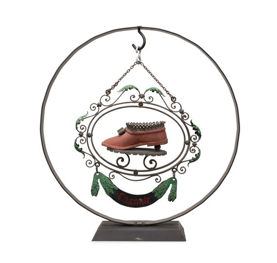 English School | ENGLISH IRON POLYCHROME SHOEMAKER'S TRADE SIGN (Mid ...