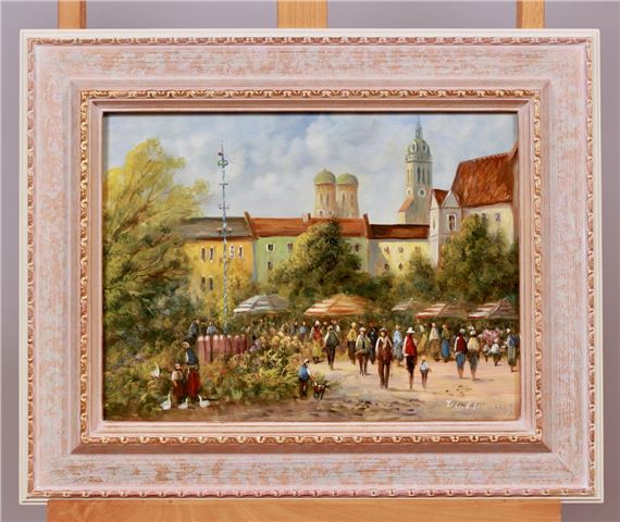 Marktszene am Münchner Viktualienmarkt by Helmut G. Clemens
