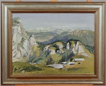 Ansicht auf ein Bergdorf - Günther Grassmann