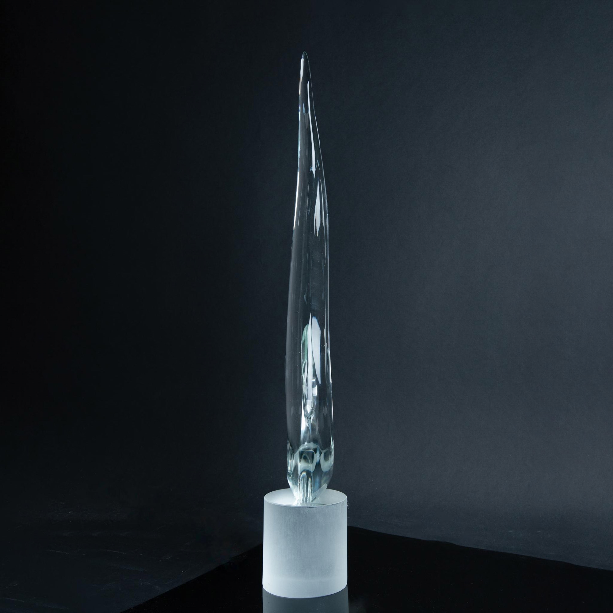Elio Raffaeli | Large hand blown curled glass sculpture on frosted ...