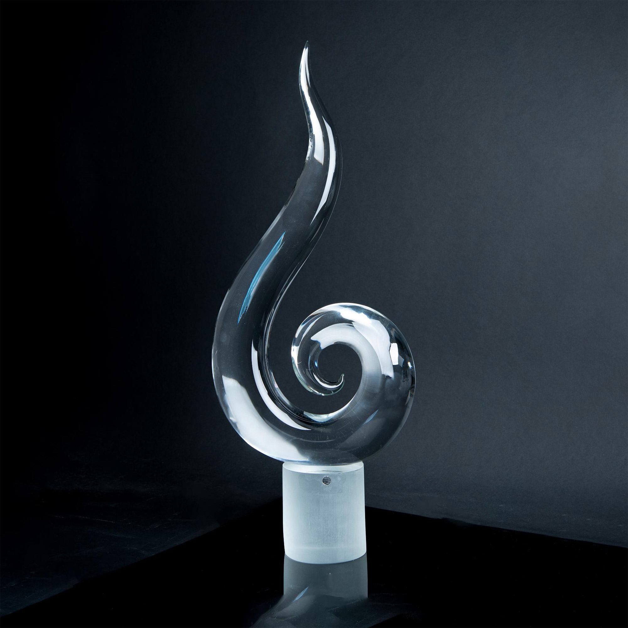 Elio Raffaeli | Large hand blown curled glass sculpture on frosted ...