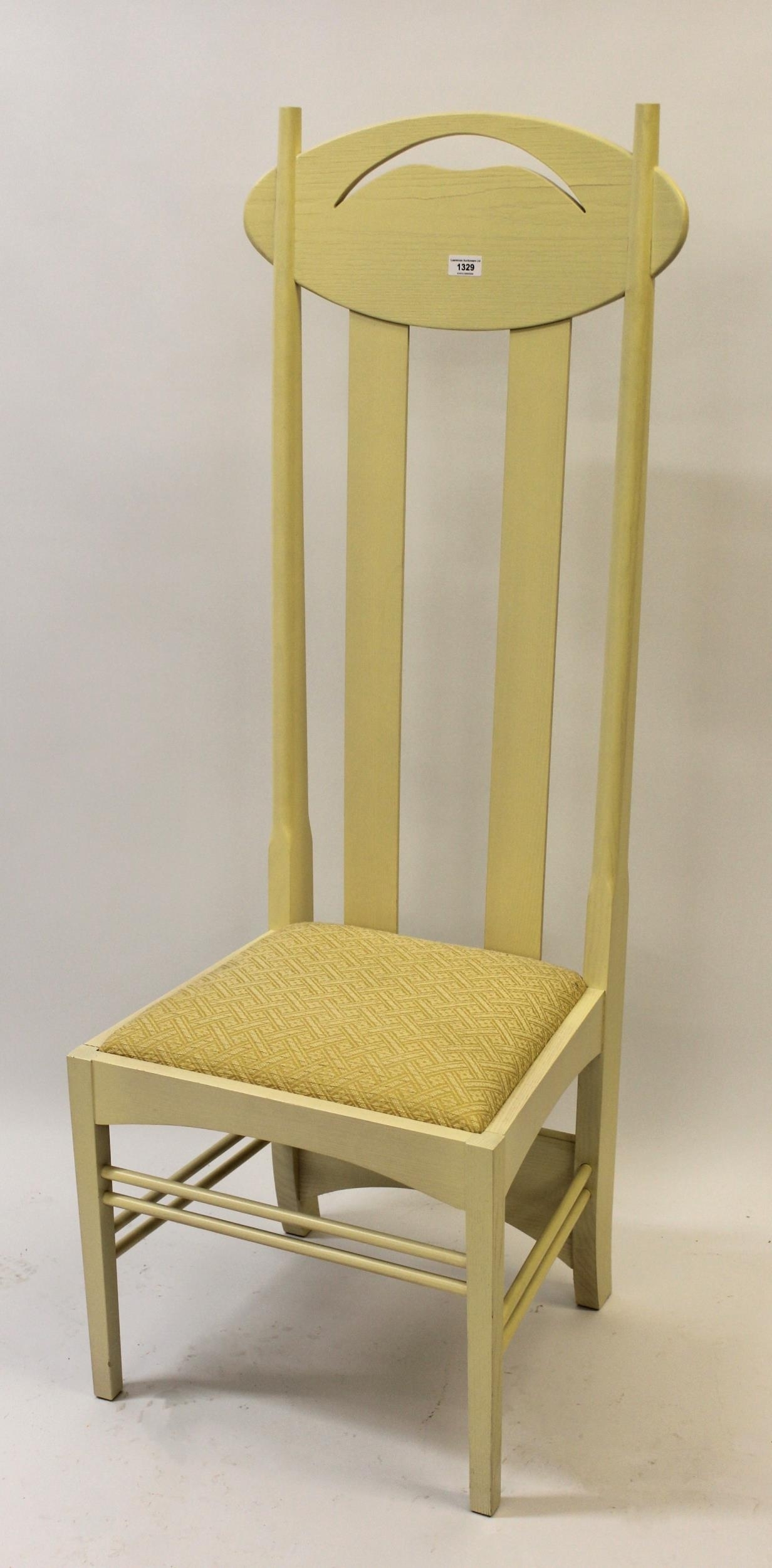 After Charles Rennie Mackintosh, pair of  high back side chairs - Charles Rennie Mackintosh