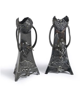 Portafiori Art Nouveau in peltro - Roman Plewkiewicz