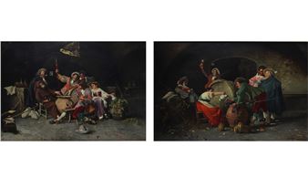 Francesco TITO (1863-1934) &quot;Le repas des mousquetaires&quot; Pair of oil on canvas - Francesco Tito