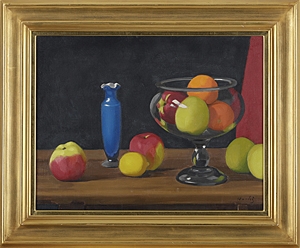 Artwork by Hirohide Hashimoto, glass comport, Made of oil on canvas