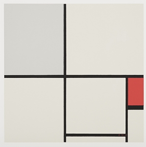 COMPOSITION WITH RED AND GREY (estampe - Piet Mondrian
