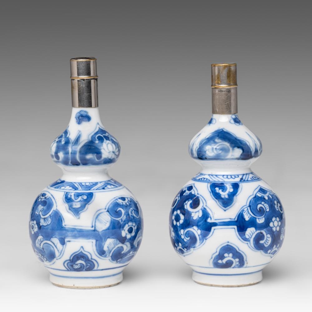 Kangxi Period | Two Chinese blue and white floral decorated double ...