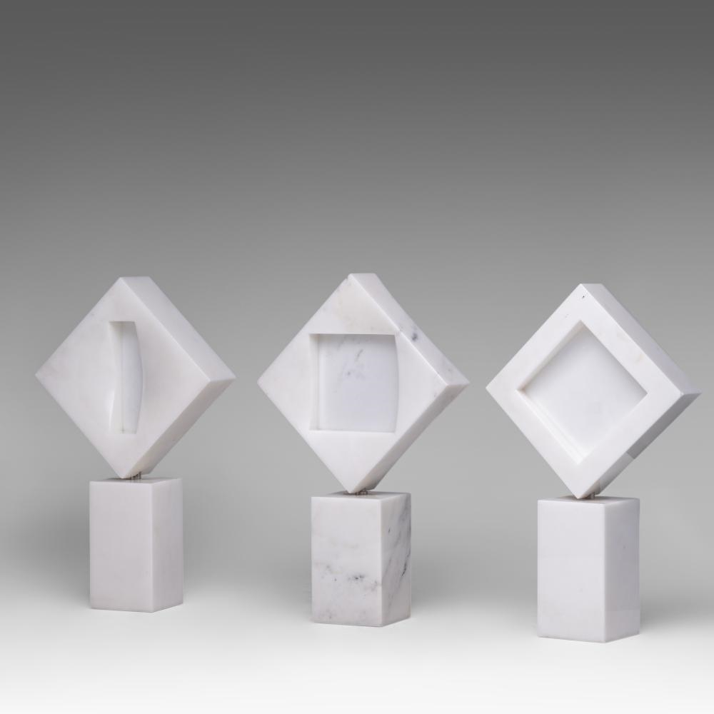 Hilde Van Sumere | set of three Carrara marble sculptures | MutualArt