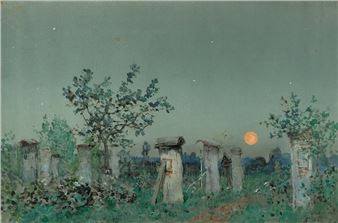 Installation view of Vladimir Makovsky exhibition at The State Russian Museum.