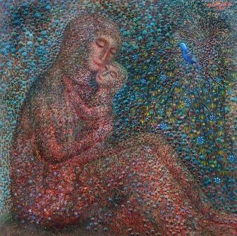 Anya gyermekével by Tamás Galambos, 1987