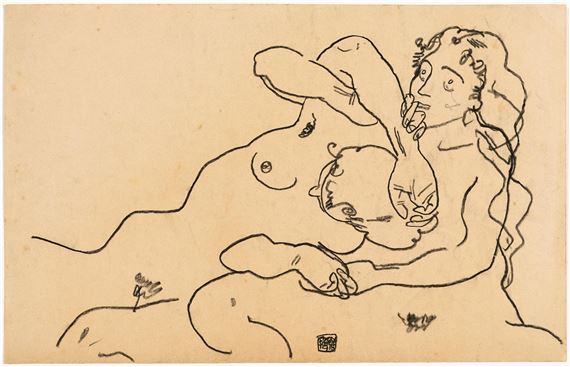 Two women by Egon Schiele, 1918