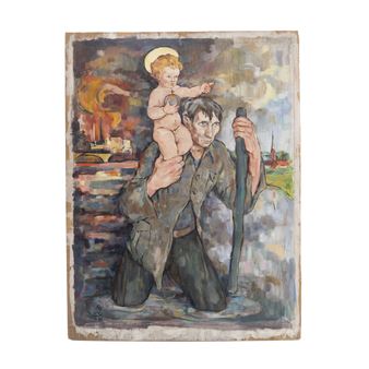 Arbeiter mit Jesukind auf der Schulter - Otto Söhnke