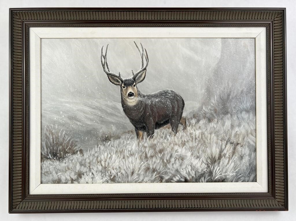 Mark Perry | Mark Perry Oil on Board Utah Deer Painting | MutualArt