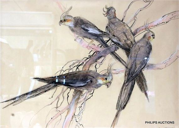 Cockatiels by Donald H. Green, dated 1973