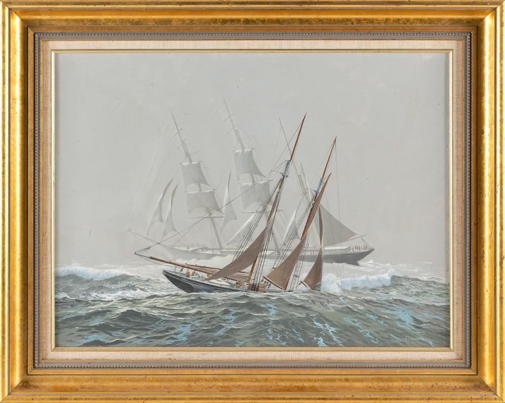 Artwork by Ben Neill, Passing on a Stormy Sea, Made of Oil on masonite