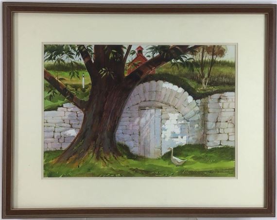 Root cellar and white goose by Warren Blair