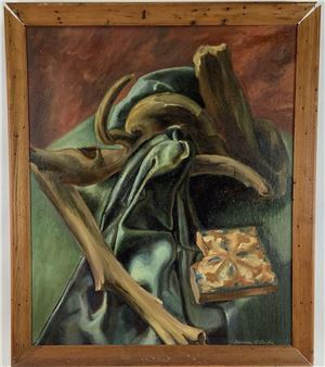 Condition: damage to frame and canvas - Marian C. Conlin