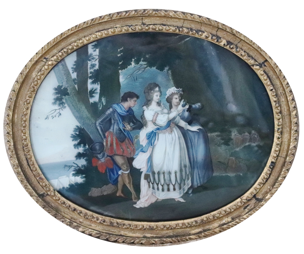 Early 19thC French Reverse Painted Portrait - French School, 19th Century