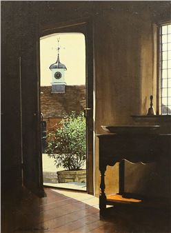 Interior scene with view through open doorway - Michael John Hunt