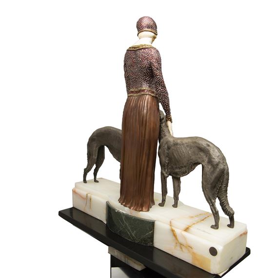 Demétre H. Chiparus | Chiparus Art Deco Bronze Woman Borzoi Dogs ...