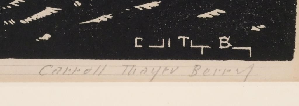 Artwork by Caroll Thayer Berry, Engraving on paper of Camden Harbor, Made of Engraving on paper