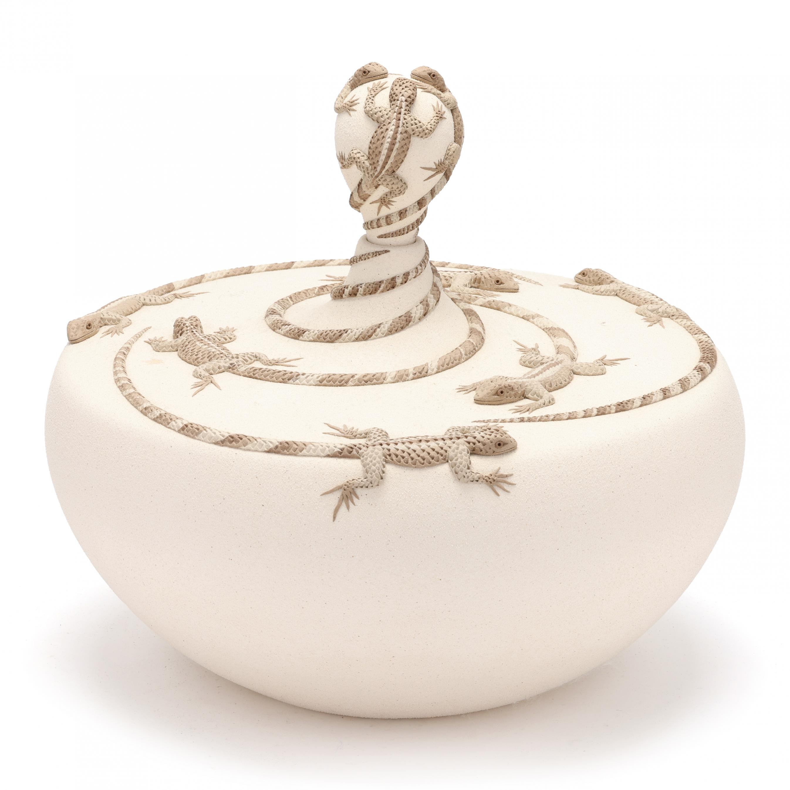 Artwork by Mary E. Arbuthnot, Desert Lizard Pottery Vessel, Made of ceramic