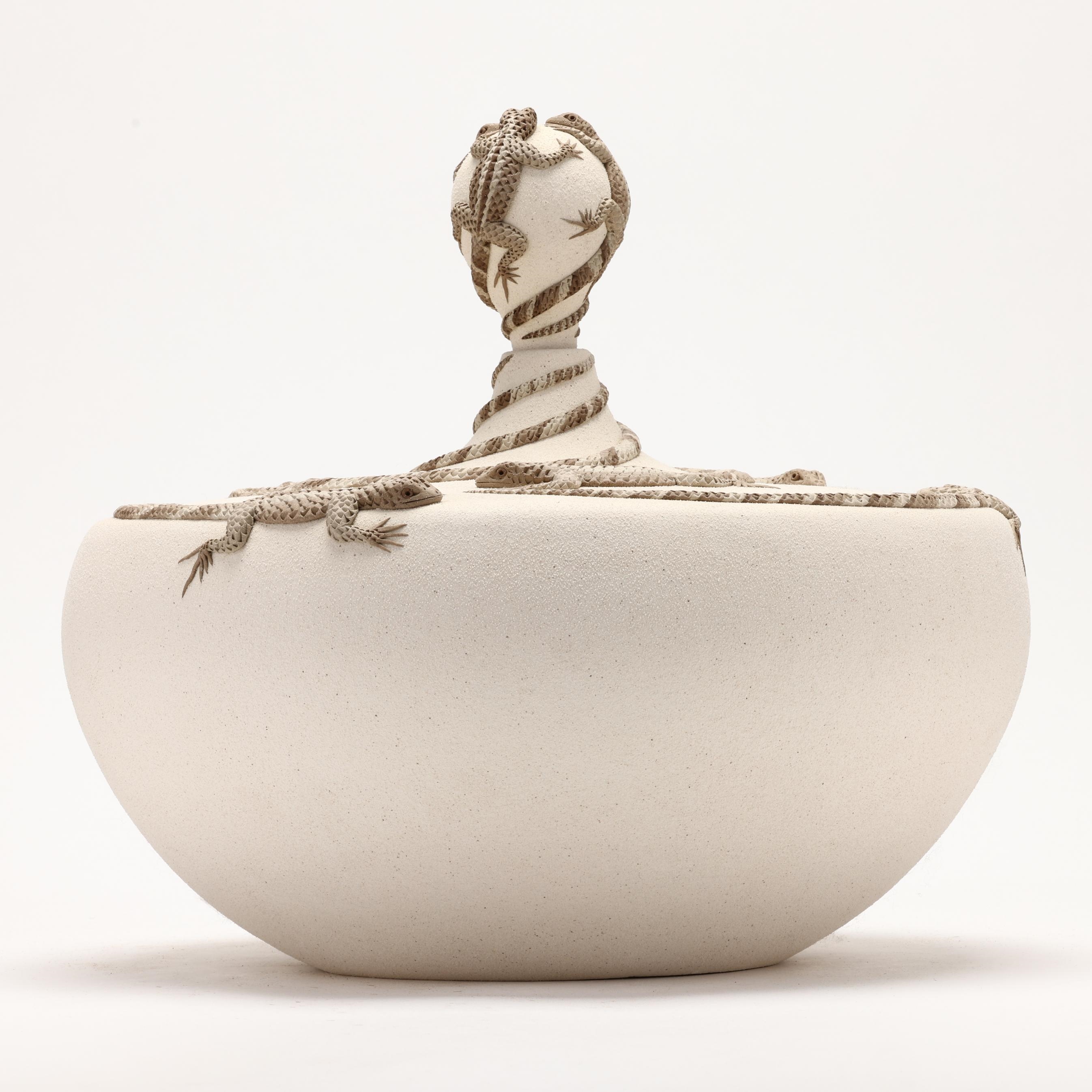 Artwork by Mary E. Arbuthnot, Desert Lizard Pottery Vessel, Made of ceramic