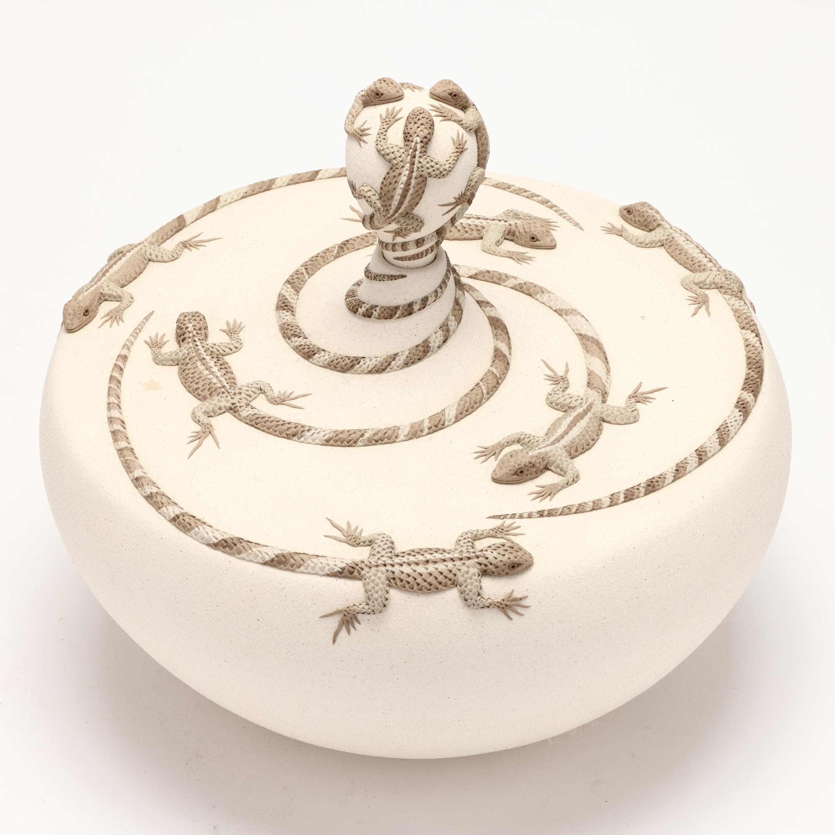 Artwork by Mary E. Arbuthnot, Desert Lizard Pottery Vessel, Made of ceramic