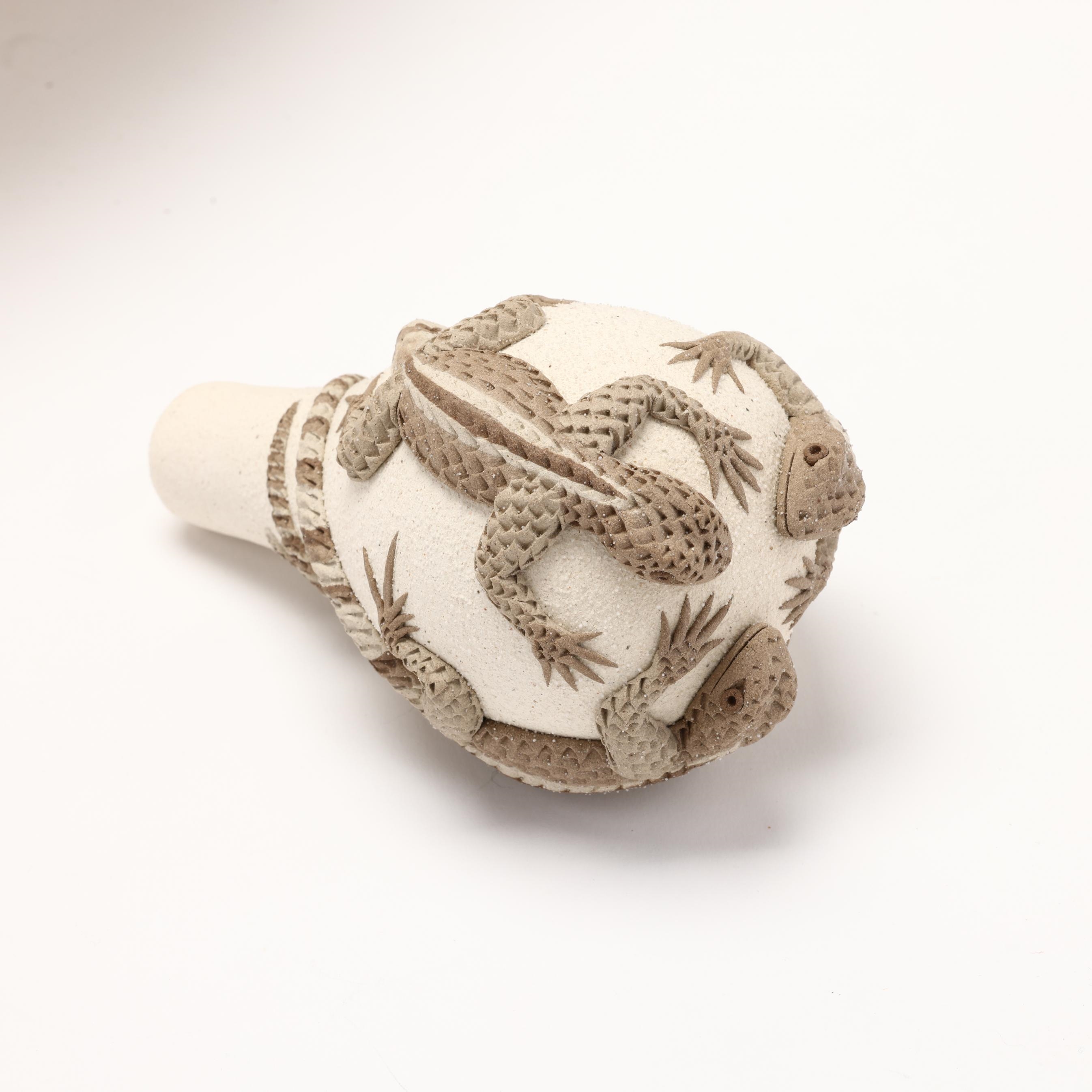 Artwork by Mary E. Arbuthnot, Desert Lizard Pottery Vessel, Made of ceramic