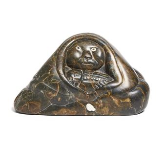 CROUCHING MOTHER CRADLING CHILD, CA. 1955 - Johnny Inukpuk