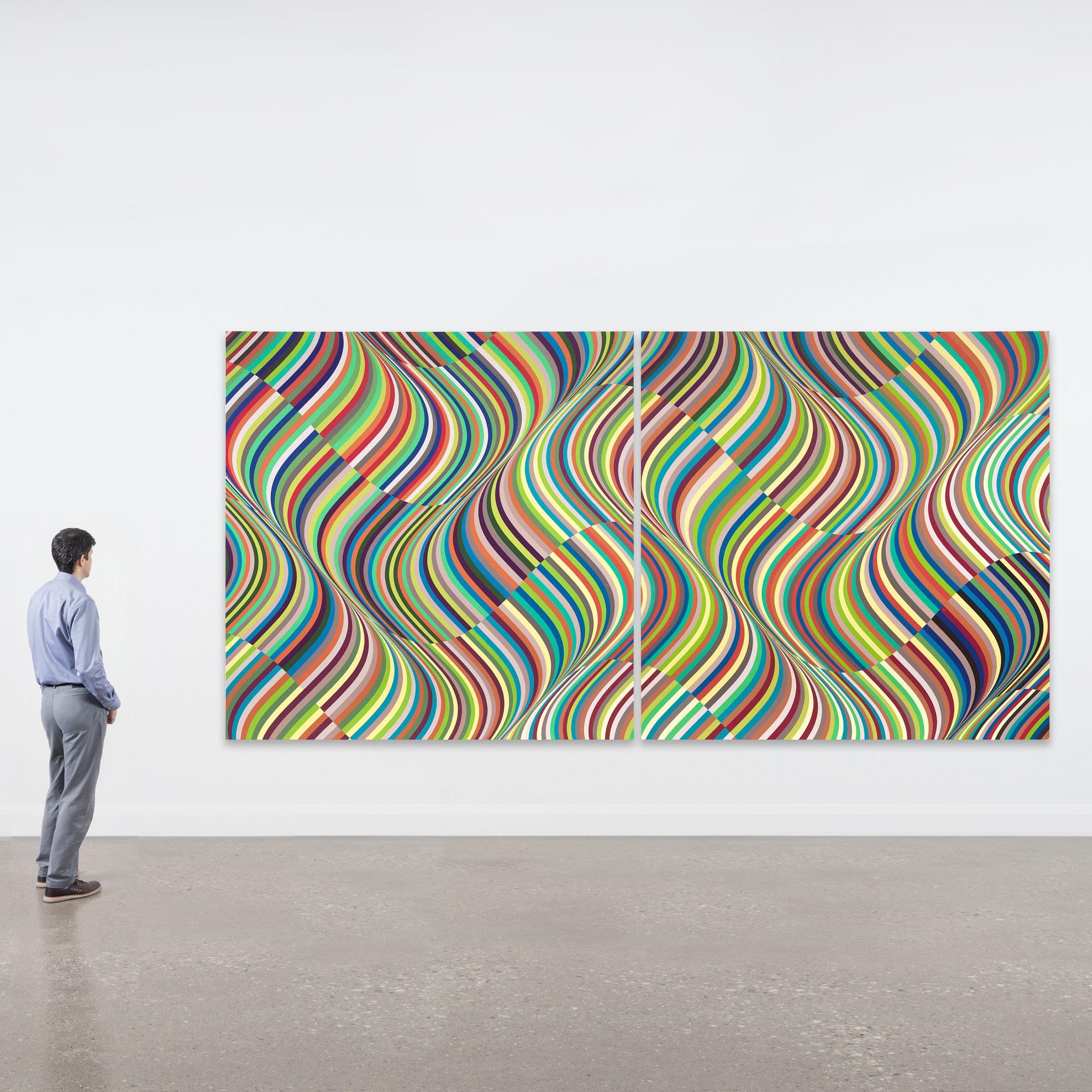 Artwork by Angela Leach, AR WAVE LARGE #9, #10, 2005 (DIPTYCH), Made of acrylic on canvas