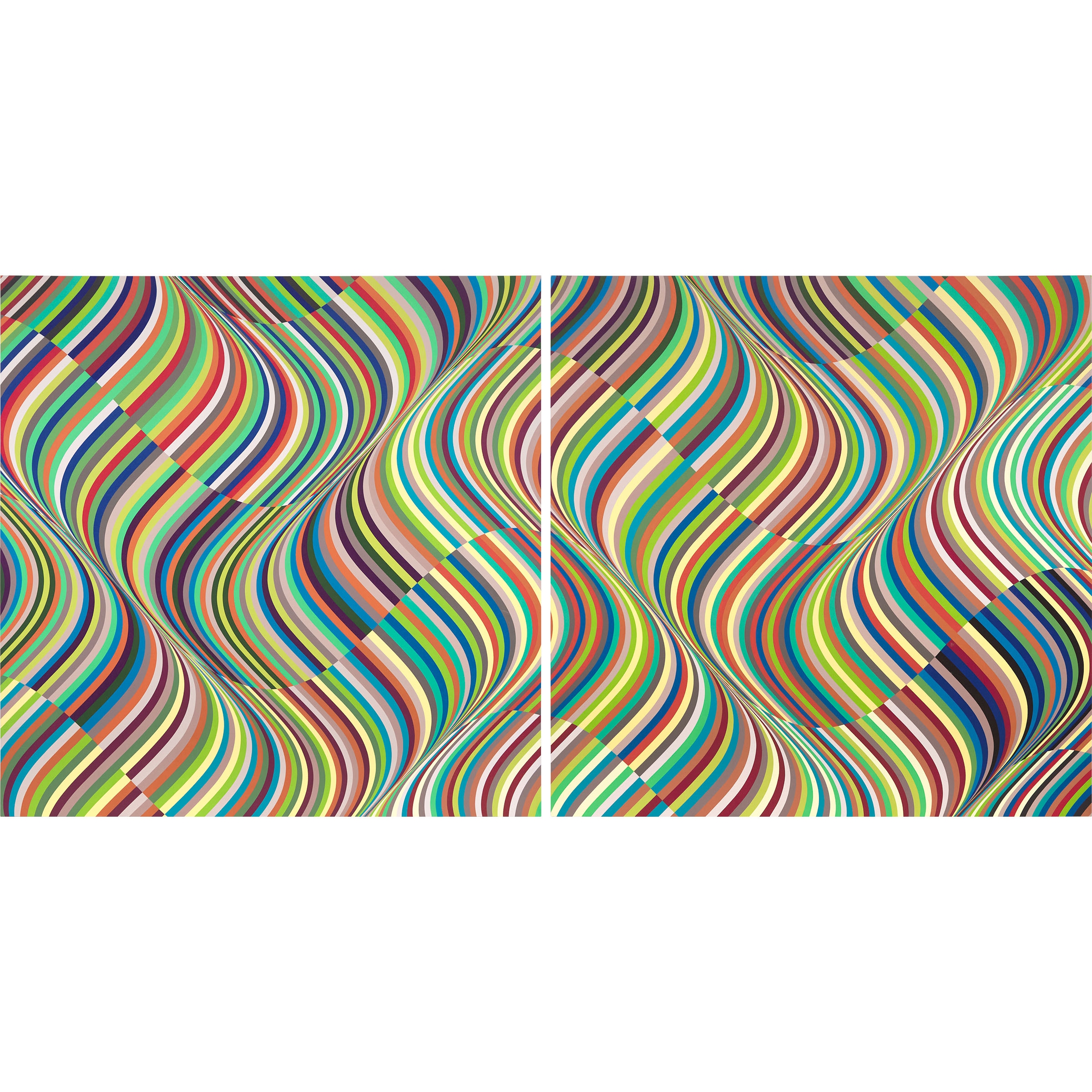 Artwork by Angela Leach, AR WAVE LARGE #9, #10, 2005 (DIPTYCH), Made of acrylic on canvas