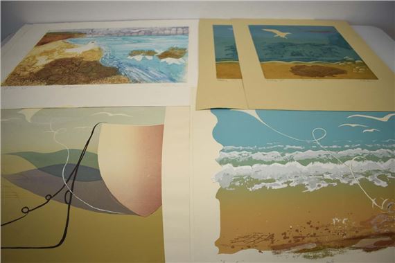 Rita Burns | a group of nine collagraph and etchings depicting beach ...