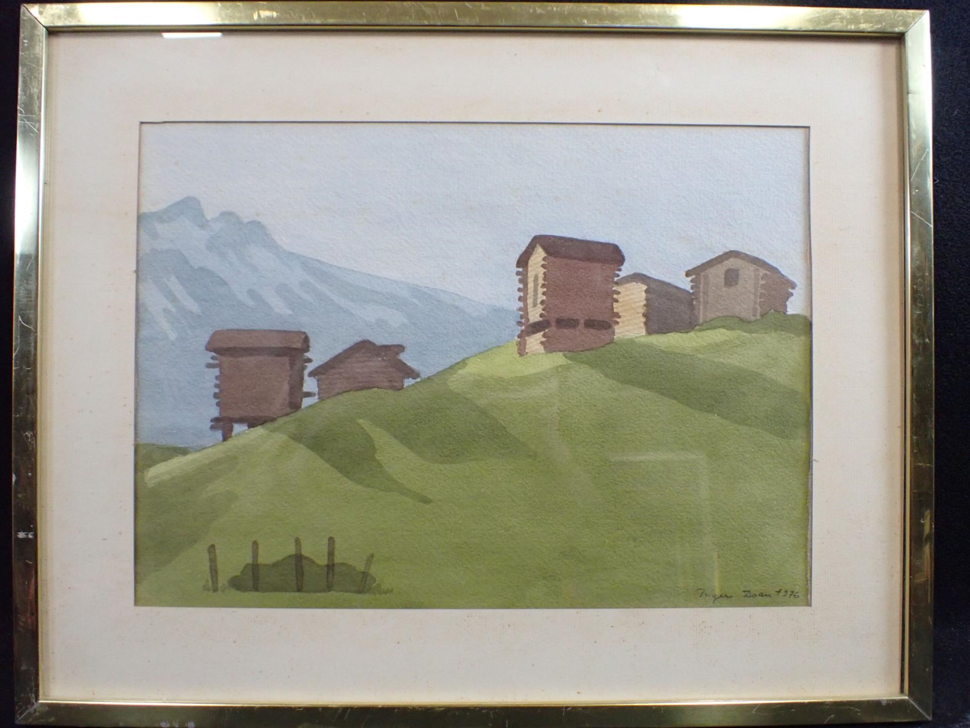 Artwork by Doan Inger, Cabanes de montagne, Made of watercolor