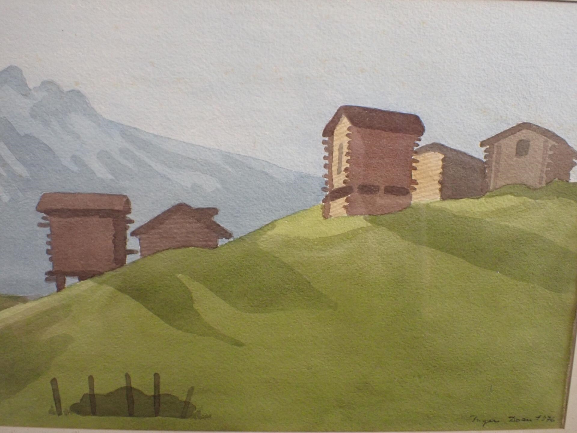 Artwork by Doan Inger, Cabanes de montagne, Made of watercolor