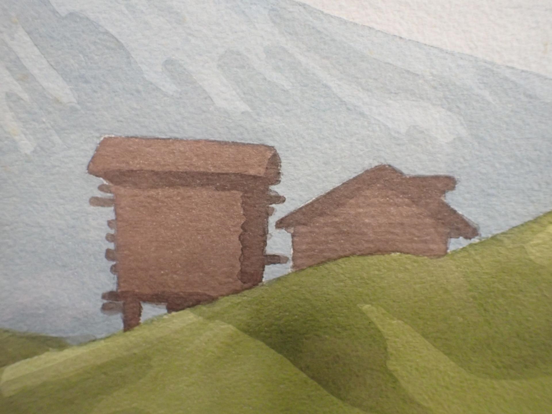 Artwork by Doan Inger, Cabanes de montagne, Made of watercolor