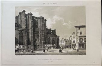 Vue de la cathédrale de Clermont, lithograph by Messon, drawing by Hippolyte Durand - Hippolyte Durand-Tahier