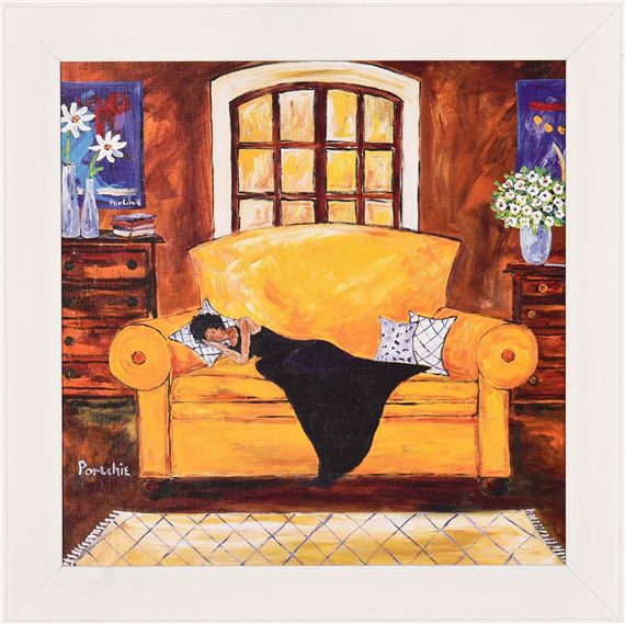 painting of lady in black dress sitting Portrait of a Lady in a Black Velvet Dress