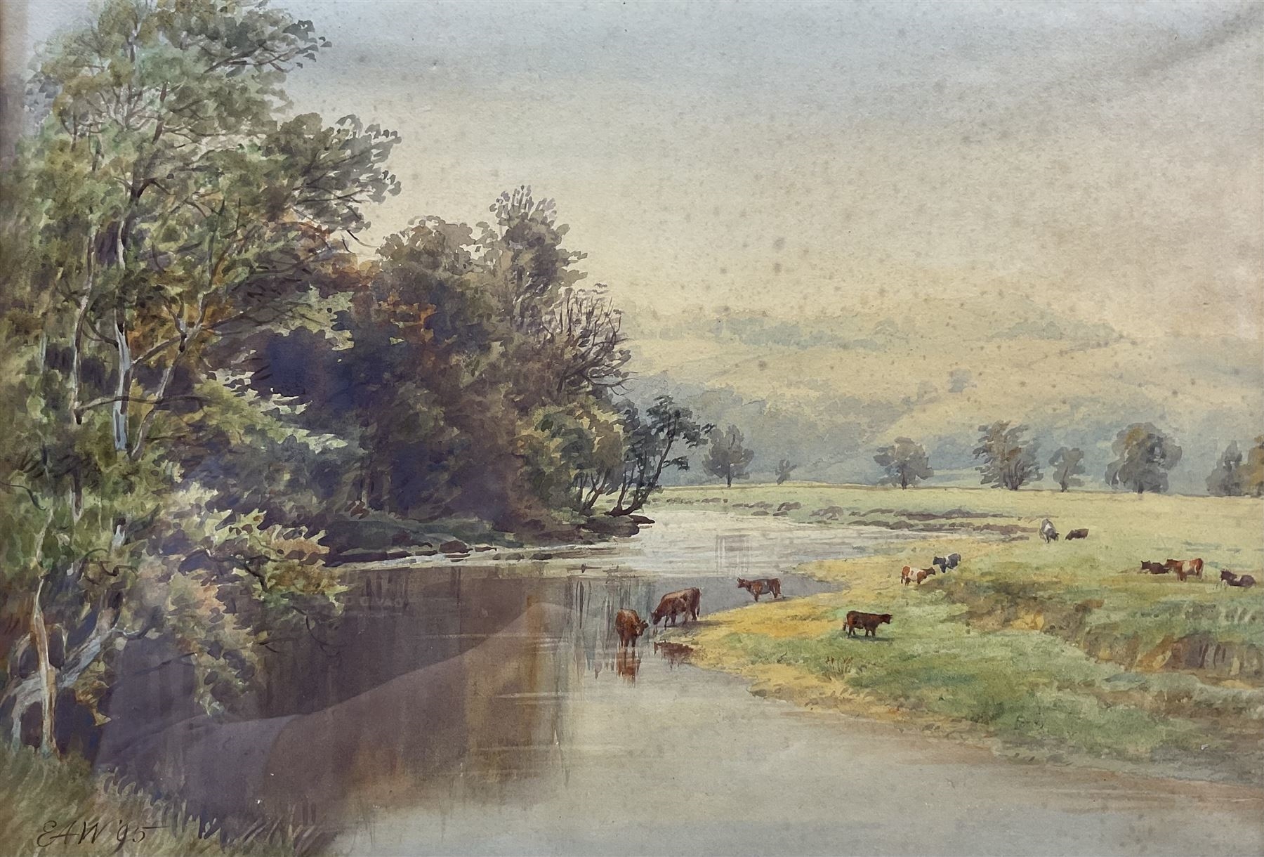 Sir Ernest Albert Waterlow | A River Landscape with Cattle on the Banks ...