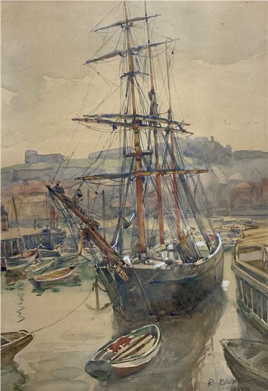Whitby Boats by Robert Eadie, dated 1910