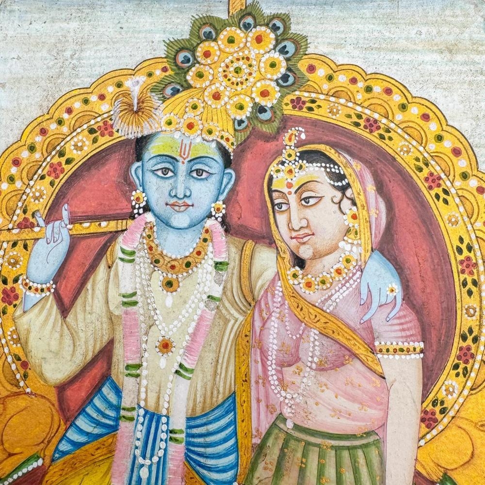 Bundi School | Radhs and Krishna on Throne | MutualArt