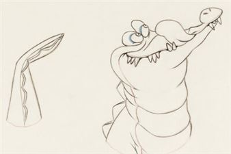 Peter Pan Tick-Tock Animation Drawing Signed by Ollie Johnston and Frank Thomas (Walt Disney - Ollie Johnston