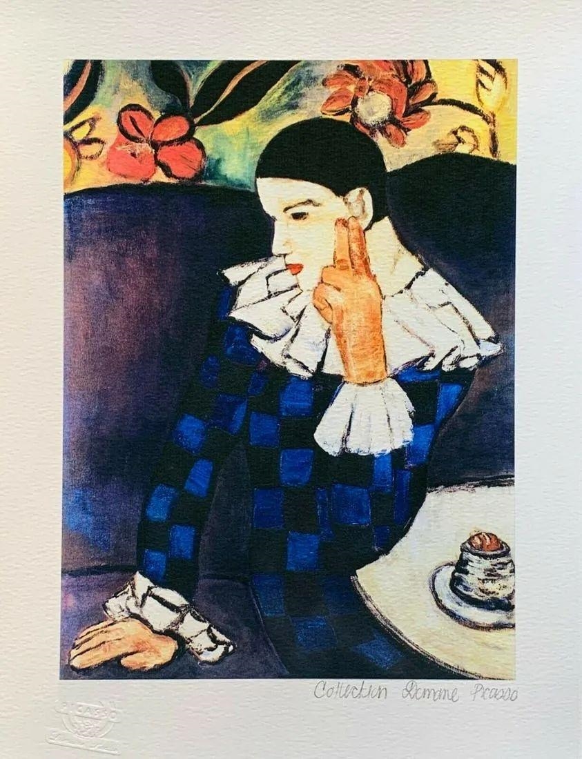Harlequin Leaning - Pablo Picasso
