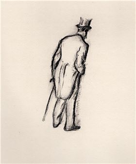 Tude de Ludovic Halevy avec canne de dos (Study of Ludovic Halevy with Cane from Behind) (from La Famille Cardinal) - Edgar Degas