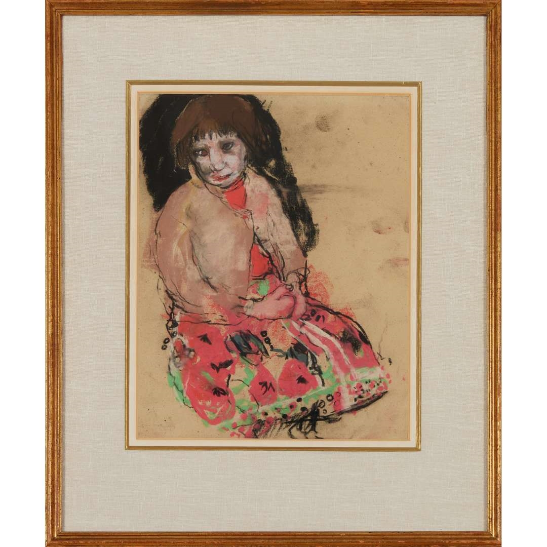 Artwork by Joan Kathleen Hardy Eardley, THE PATTERNED SKIRT, Made of Pastel on sandpaper