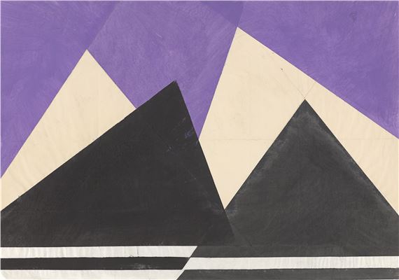 Black and white culmination on purple by Hermann Glöckner, 1976