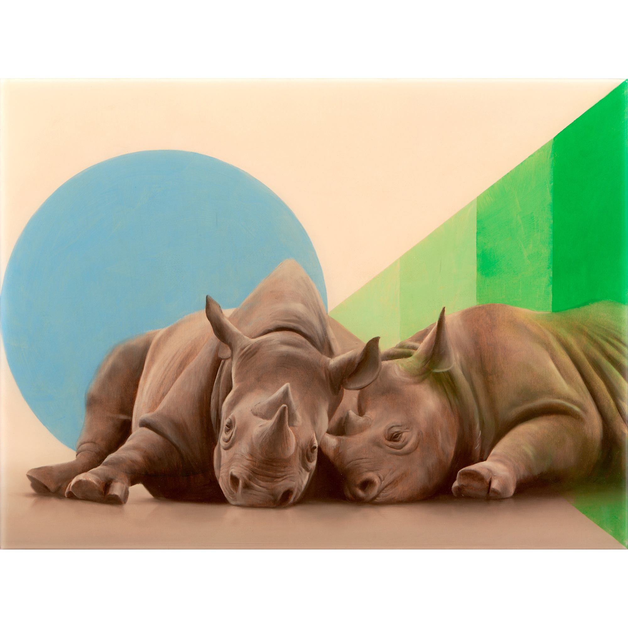 Artwork by Sam Leach, Large Diagram for Rhinoceros, Made of oil and resin on board